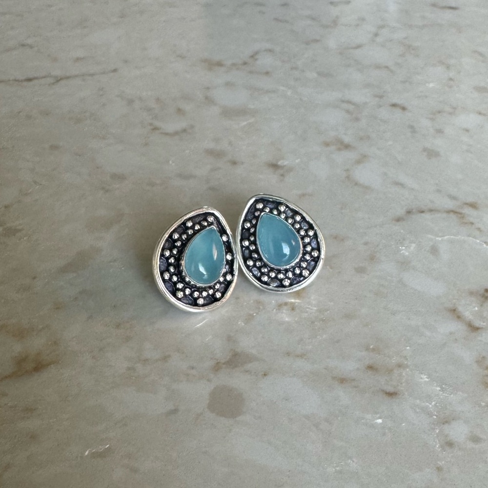 NWOT Sundance October Rain Earrings, Blue Chalcedony, Sterling Silver